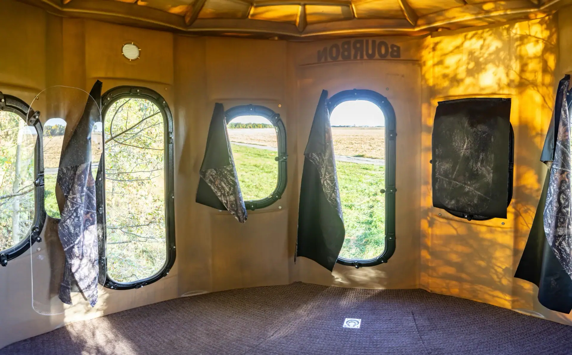 Inside Poplar Combo XT Blind with gun and bow windows and trap door