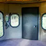 Inside White Oak Combo XT Blind with combo gun and bow windows and a side door