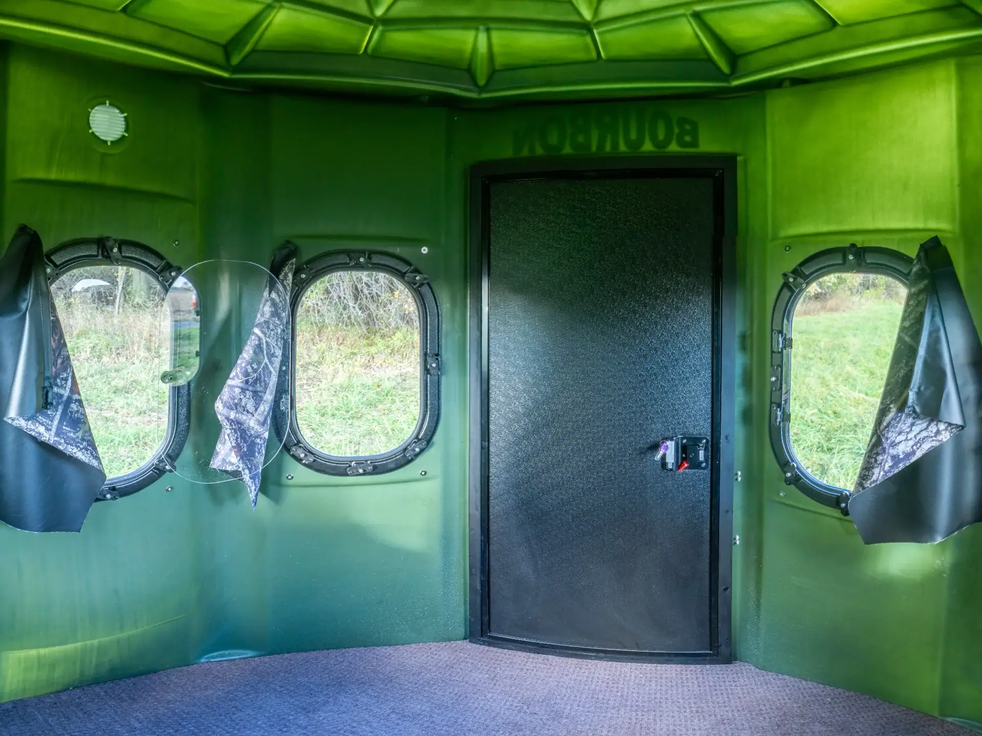 Inside White Oak XT Blind with gun windows and side door