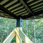 Close up of corner post base platform of XT Blind